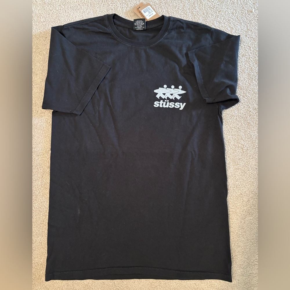 NWT Stussy Surfwalk Pigment Dyed Black Short Sleeve Tee